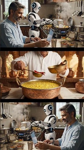 🤖 AI Robot Cooking While He Works 💻🍳 #viral