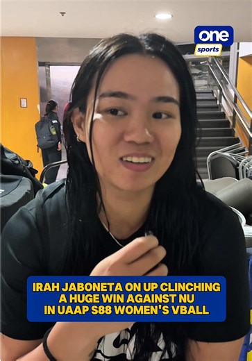 'PARANG GUSTO KO NA LANG HUMIGA SA SOBRANG PAGOD' ✊😅 Irah Jaboneta couldn’t hide her joy after helping UP topple defending champion NU in Round 1 of the UAAP Season 88 women’s volleyball tournament, highlighting the Fighting Maroons' determination to take down the titleholders. She also shared her experience embracing the libero role for the first time this season and the adjustments it required. | via Xander Cipriano/One Sports #OSOnTheSpot #UAAPSeason88 #LegendsStartHere #StrengthInMotionHope