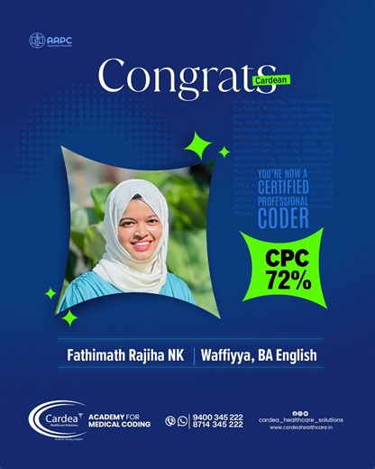 CARDEA HEALTHCARE KANHANGAD | Hard work ✔️ Focus ✔️ Success ✔️ Your dedication truly pays off. Congratz Cardean !! #CPCExam #CPCPassed #MedicalCodingSuccess... | Instagram
