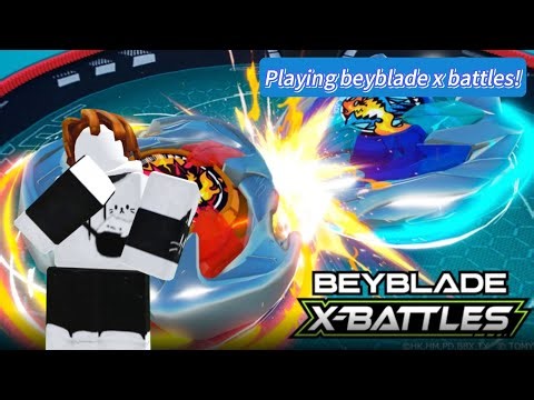 Playing beyblade x battles(roblox)