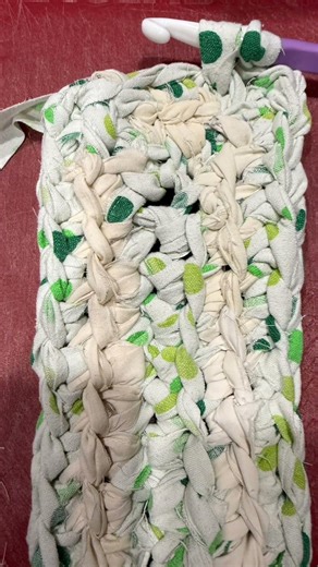 Handmade crocheted bathroom rug from repurposed bedding and curtains This one is made of old flannel