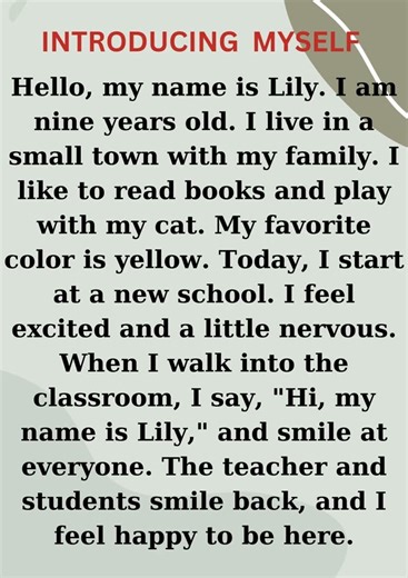 Beginner English Story Introduce Yourself Easily listen, repeat, and practice your own#viralshorts