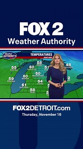 2.8K views · 51 reactions | It's a very mild day with highs in the lower 60s. FOX 2 Weather Authority Meteorologist Stephanie Mead has your forecast on this beautiful Thursday. Full forecast - https://www.fox2detroit.com/weather #weather #detroit #metrodetroit | FOX 2 Detroit | Facebook