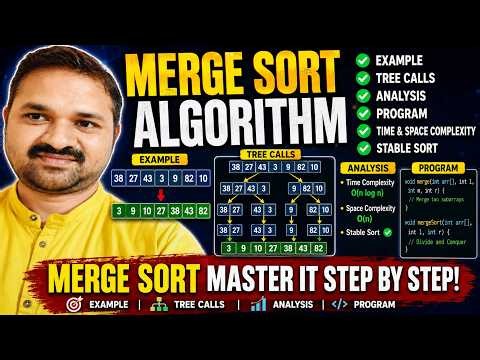 In Telugu || Merge Sort Algorithm || Example || Tree Calls || Time Complexity || Program || DS ||DAA