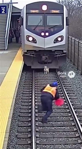 Heroic Railway Worker Saves Puppy Just Inches From Oncoming Train 😱