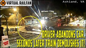 2.6K views · 173 reactions | Driver abandons car and seconds later a Train destroys it. Special One Day Grab Bag! 01/15/23 Also, a car gets stuck at a snowy intersection and gets pushed out seconds before a Train passes! | Virtual Railfan | Facebook