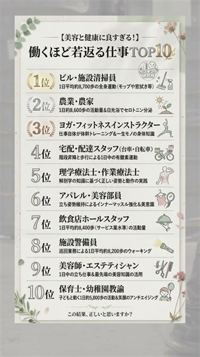 美容と健康に良すぎる！働くほど若返る仕事TOP10