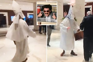 Borat in KKK robe strolls through GOP conference yelling he's Trump adviser