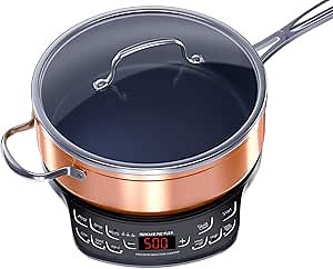 Nuwave Flex Precision Induction Cooktop, 10.25” Shatter-Proof Ceramic Glass, 6.5” Heating Coil, 45 Temps 100°F to 500°F, 4Qt Induction-Ready Healthy Ceramic Non-Stick Everyday Pan with Lid Included