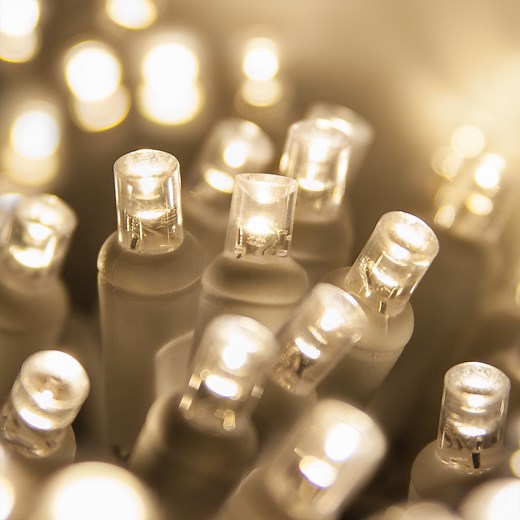 5mm Warm White LED Christmas Lights, Commercial, White Wire - Christmas Lights, Etc