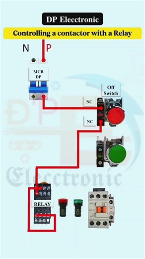 Controlling a contactor with a Relay #youtube #dpelecctronic002#installation#vairal#industrial
