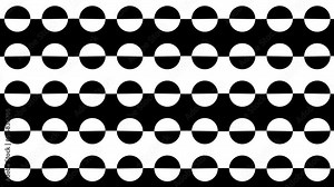 Seamless looping animation op art footage with optical illusion. Circles. Endless psychedelic hypnotic transformation. Black and white graphics. VJ loop. 4K