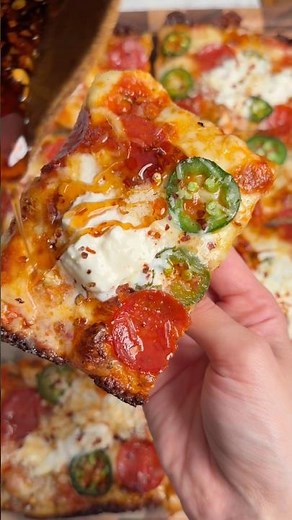 the crisp on this Detroit style pizza is everything