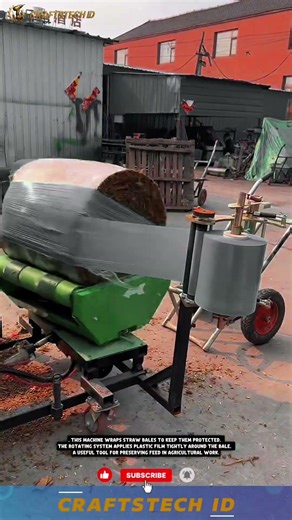 Efficient Straw Bale Wrapping Machine for Preserving Feed in Agricultural Fields #machine