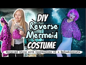 Last Minute DIY Reverse Mermaid Costume 🐠 | Easy Thrift Flip Tutorial + Fish Face Makeup How To!