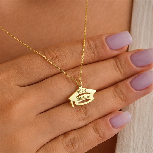 Personalized Graduation Necklace, School Engraved Necklace, College Graduation Favors, Gift for Her, Class of 2026, Memorial Necklace - Etsy