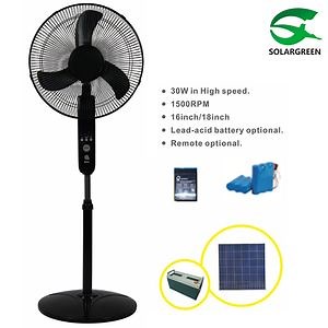 [Hot Item] DC 12V Solar Panel Rechargeable Standing Fan 16inch 18inch with USB Charger