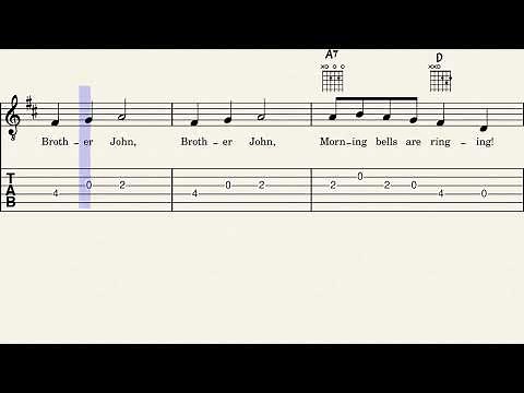 Are You Sleeping Brother John (Frere Jacques) - Easy Guitar Sheet Music with Tabs & Chords
