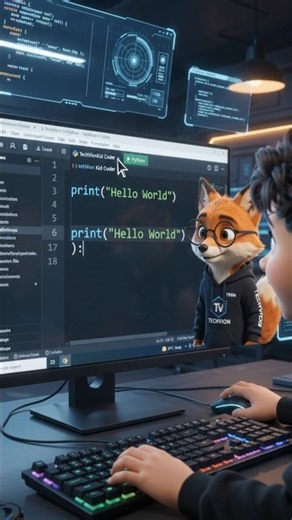 My First Python Program 🐍 | Hello World Explained | Python for Beginners #Shorts #techvion #coding