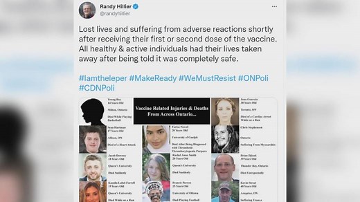 Ontario MPP Randy Hillier falsely portrays deaths as COVID-19 vaccine-related