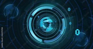 Animation of scope scanning over data processing and globes