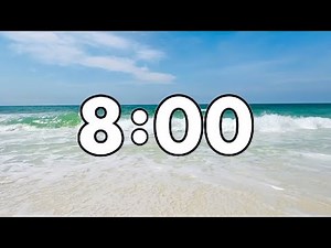 8 Minute Beach/Summer 🏖 Countdown Timer With Ocean Wave Sounds in The Background