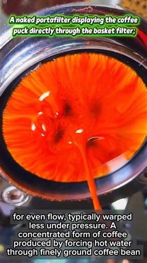 A naked portafilter the coffee puck directly through the basket filter.