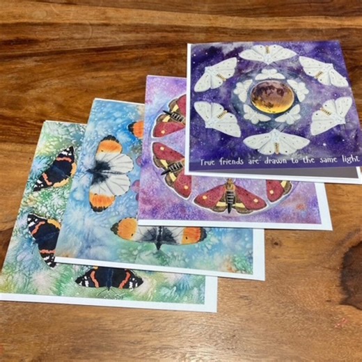 Butterfly Moth Greeting Card Collection of 4 Cards | Nature, Spiritual, Mindfulness Art (6x6 Inch) - Etsy