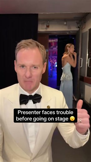 Oops! Myleene Klass and Dan Walker get ready to go on stage at Classic FM Live with Viking.