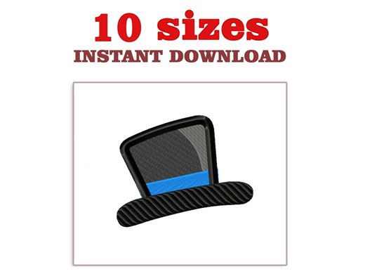 Top Hat Embroidery Design File: 10 Sizes (digital File) - Etsy