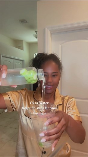 My Reaction To The Taste Of The Okra Water😩….It do work though 🫠💚#okra #okrawater #naturallubricant