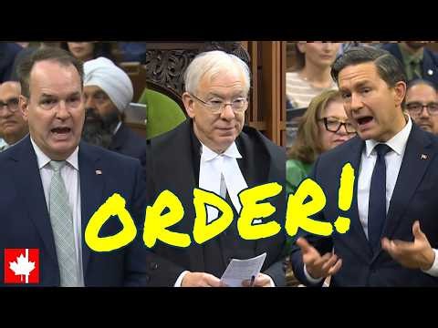 Liberals LOSE IT and the Chair yells 'ORDER' as Poilievre hammers Carney over economic recession