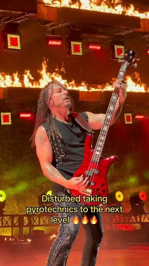 Disturbed knows how to put on a fire show 🔥 Watch them *literally* light up the Riverbend stage last night #disturbed #metal #daviddraiman #concert #downwiththesickness #rockconcert | Riverbend Music Center