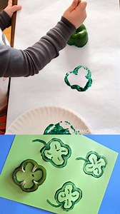 PEPPER SHAMROCK STAMPS...easy and cute craft for the kiddos! ☘🍀 https://www.craftymorning.com/bell-pepper-shamrock-kids-craft-st-patricks-day | Crafty Morning