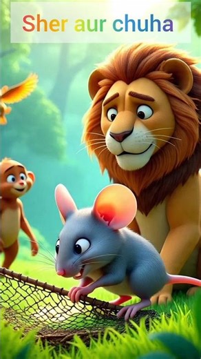 Sher aur chuha #cartoon #shortsfeed #moralstories #kidsstories #kidscontent