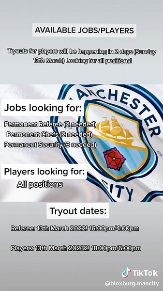 Looking for transfers for good players! 100K budge #fyp #foryoupage #mc #mcfc #mancity #mancityfc #manchester #football #bloxburg #roblox #soccer #manchesterfc