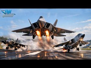 Epic Fighter Jet Takeoffs in MSFS 2020 | Jaguar, B-2 Spirit, Su-27, Vought F-8 & F-22 Raptor
