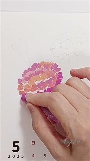 Easy Oil Pastel Carnation Drawing 🌸 DIY Hand-Drawn May Calendar | Art Tutorial #shorts