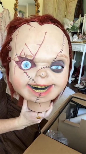 Kayla Freitas on Instagram: "Tag and 80’s Horror lover! Unboxing the chucky Doll animatronic this is new this year at Home Depot @homedepot They have both Chucky and Tiffany Valentine ( AKA The bride of Chucky) Should we open Tiffany next?? 🎃 What I’m wearing 🎃 🎃 Dress is the Carmilla Dress in (long) Brown Plaid. Use discount code “Momoirs10” to save 10% off your order from Valkyrie Collection @valkyriecollection (affiliate code) 🎃 Birth of Venus / Aphrodite Goddess Pendant Use discount code