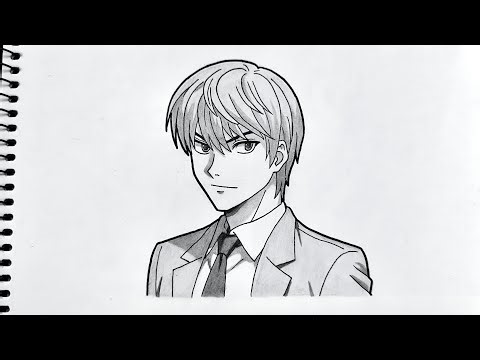 How to draw anime boy light Yagami from death note | step by step | easy drawing