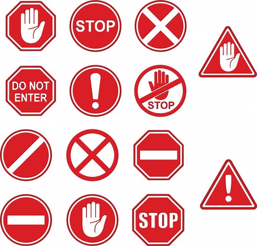Red Stop & Warning Signs Vector Pack: Safety Icons SVG, EPS, AI Files (digital Clipart) - Etsy