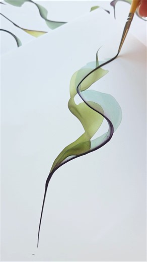 Reveal the secret to painting transparent curved leaf with watercolors 🌿#art #tutorial #painting