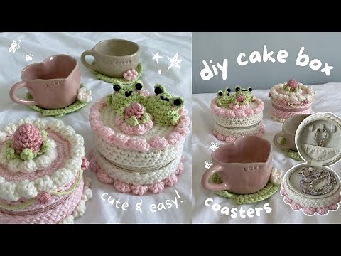 how to crochet cute cake box & lily pad coasters | beginner-friendly tutorial