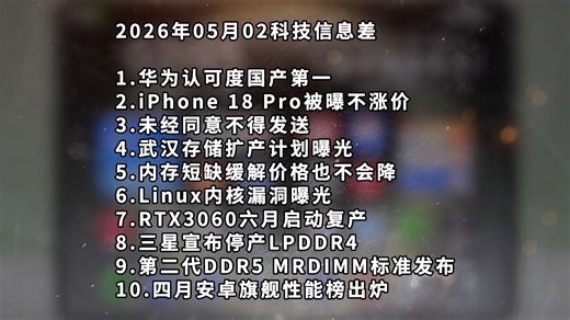华为认可度国产第一丨iPhone18 Pro不涨价丨未经同意不得发送—科技信息差
