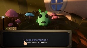 This indie dev is making a game where you must learn a complete alien language from scratch.- Talk to cute alien creatures to earn their trust- Decode an alien alphabet- Progress depends on what you understandIt's called Pikku Adventure. Looks amazing!