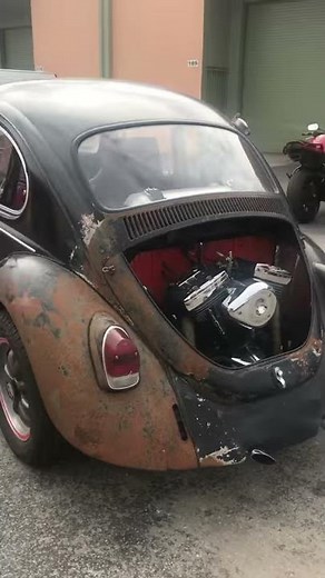 Volkswagen beetle bug - Harley Davidson -riding