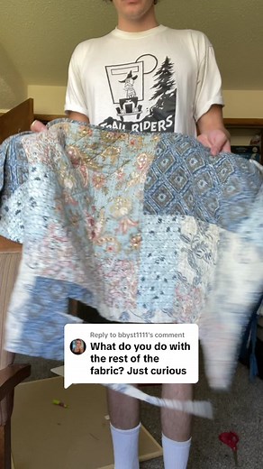 Replying to @bbyst1111 one of many ways to use scraps!:) #sewing #upcycle #upcycledfashionbrand #fashion #womensfashion #diy #clothing #thrifted #thrift #secondhandfashion #secondhand #fashiondesigner #mensfashion #sustainablefashion #sustainability #fyp #viral #trending #xyzbca