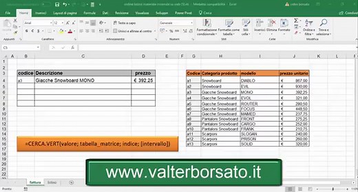 Cerca verticale (Funzione CERCA.VERT di Excel)