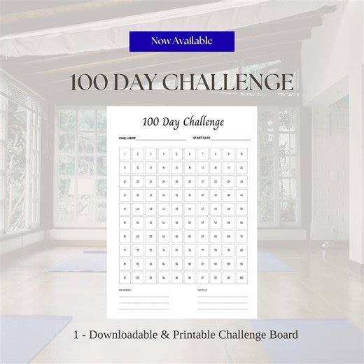 100 Day Challenge Tracker | Square | Digital Download - Etsy