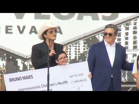 The Bruno Mars parade takes over the Las Vegas Strip
